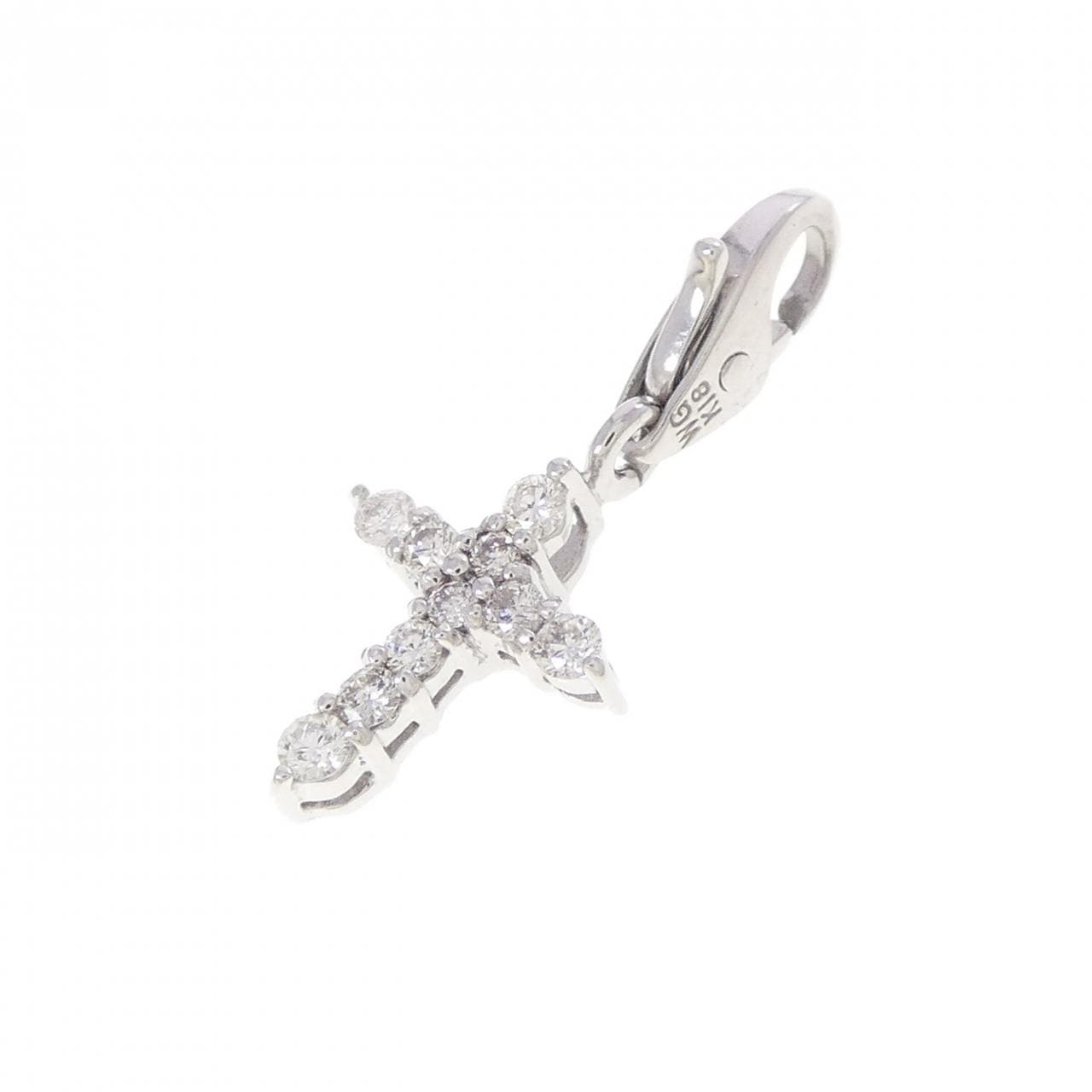 K18WG クロス ダイヤモンド チャーム 0.15CT