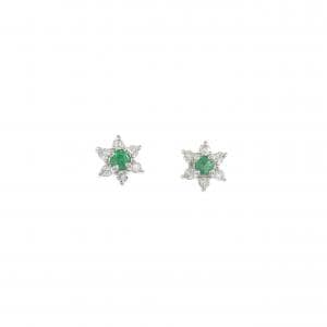 PT900 フラワー エメラルド ピアス