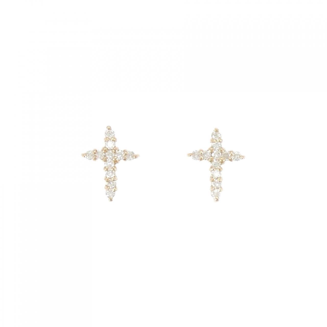 K18YG cross Diamond earrings 0.20CT