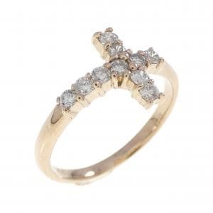 K18PG クロス ダイヤモンド リング 0.20CT