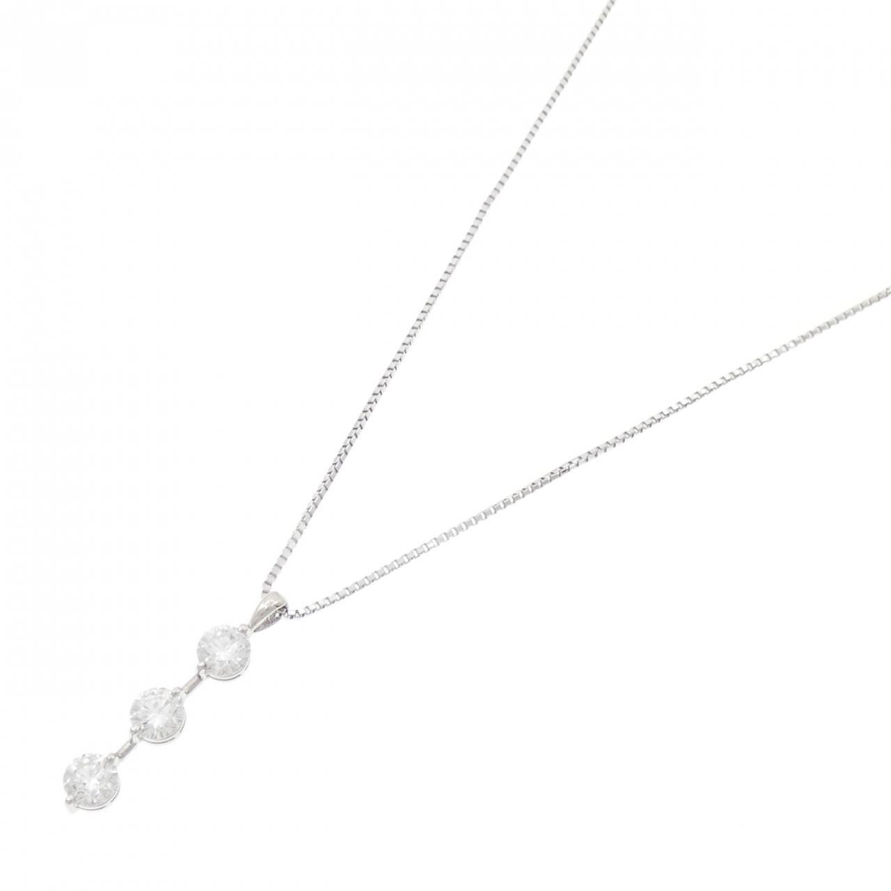 PT900/PT850 スリーストーン ダイヤモンド ネックレス 0.80CT
