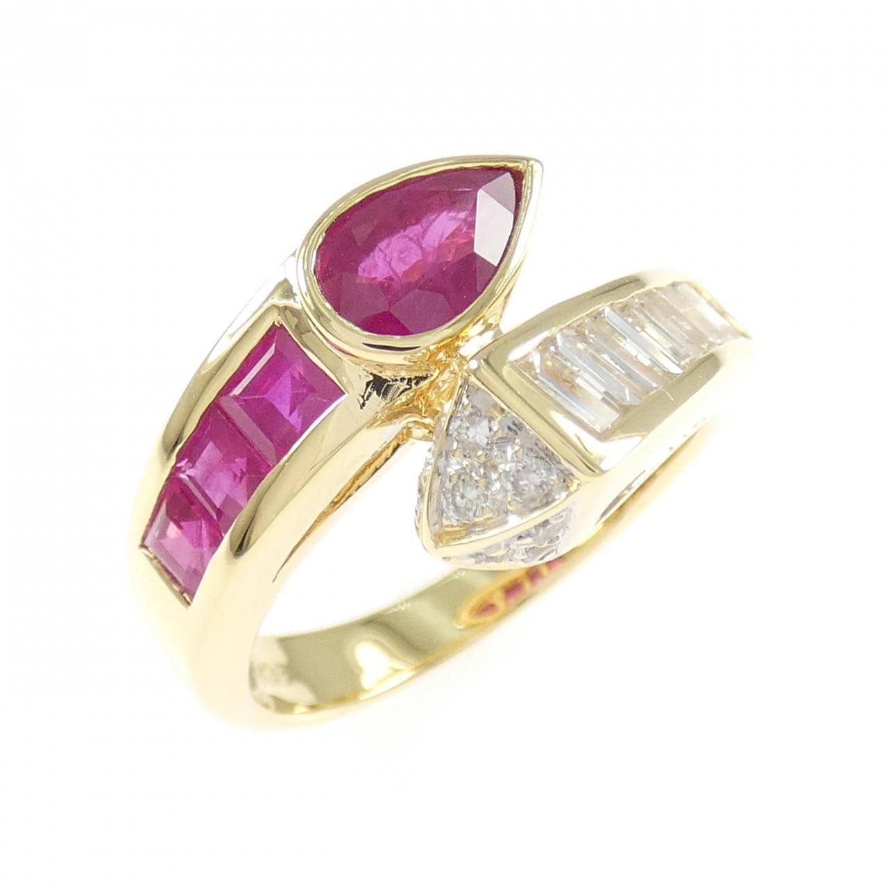 K18YG/K18WG ルビー リング 1.32CT
