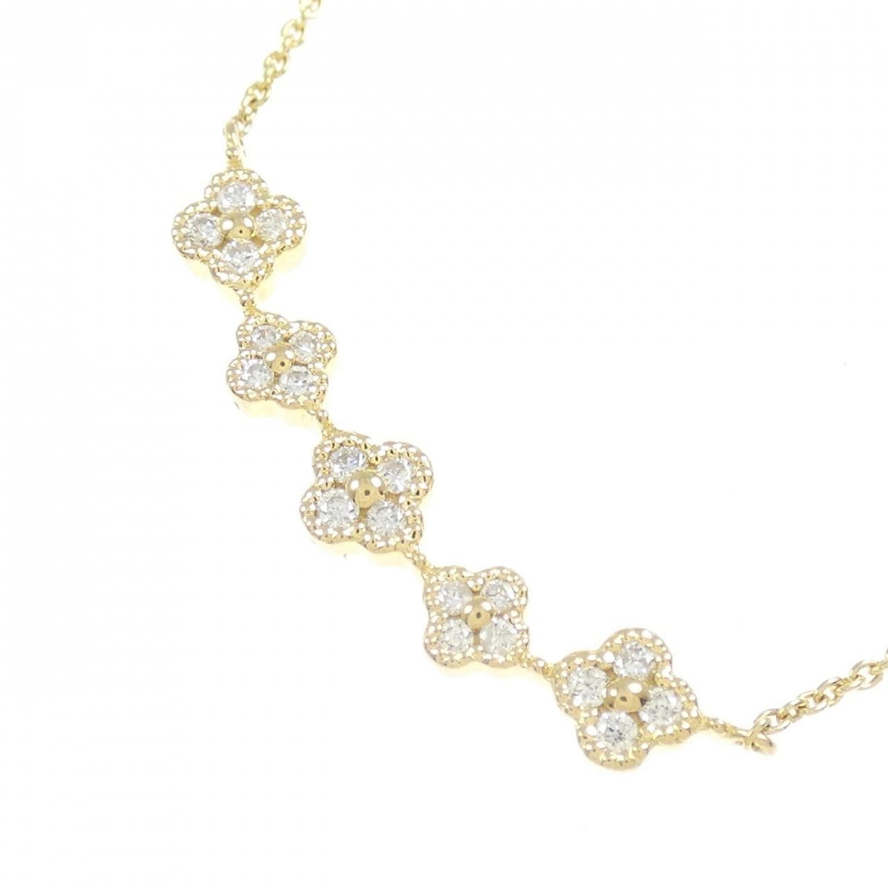 K18YG フラワー ダイヤモンド ネックレス 0.12CT