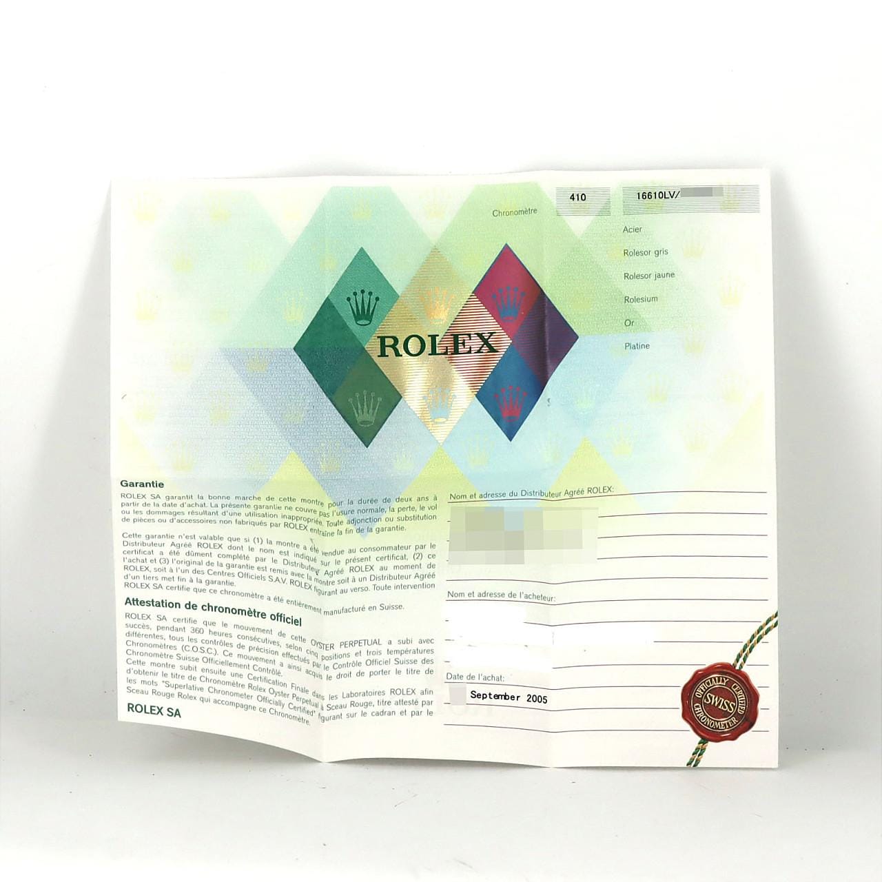 ロレックス サブマリーナーデイト 16610LV SS 自動巻 F番