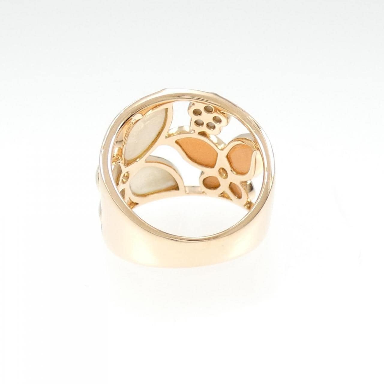 K18PG Butterfly x Flower Colored Stone Ring