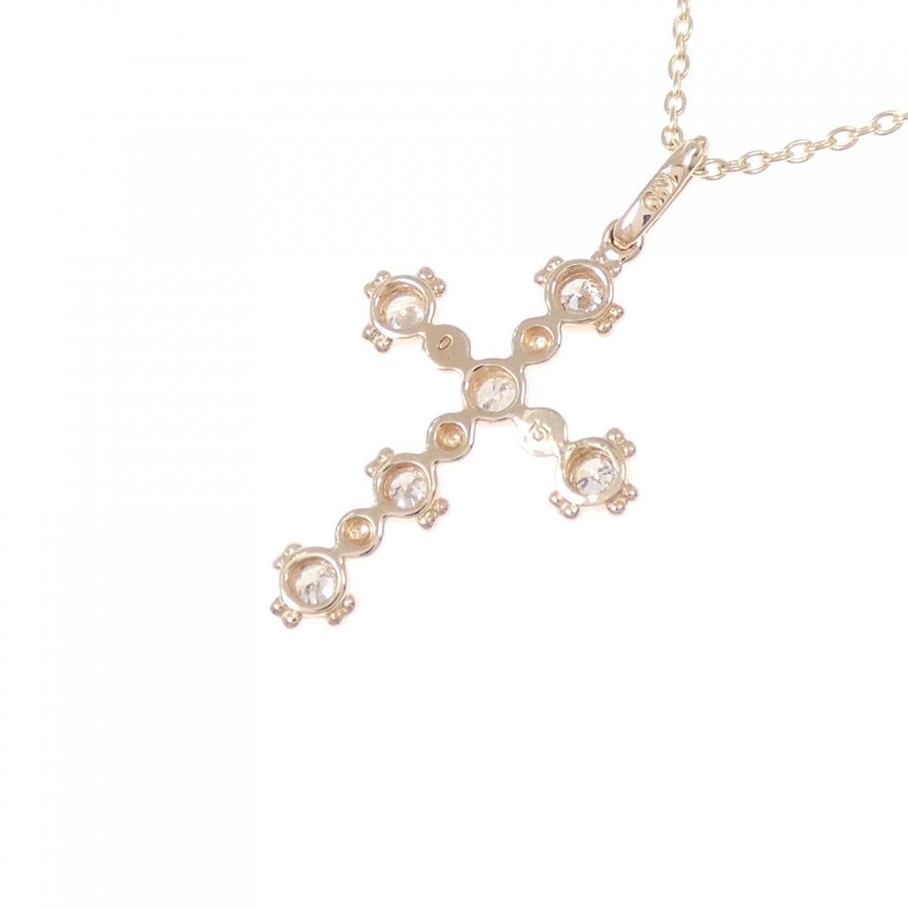 K10PG クロス ダイヤモンド ネックレス 0.15CT