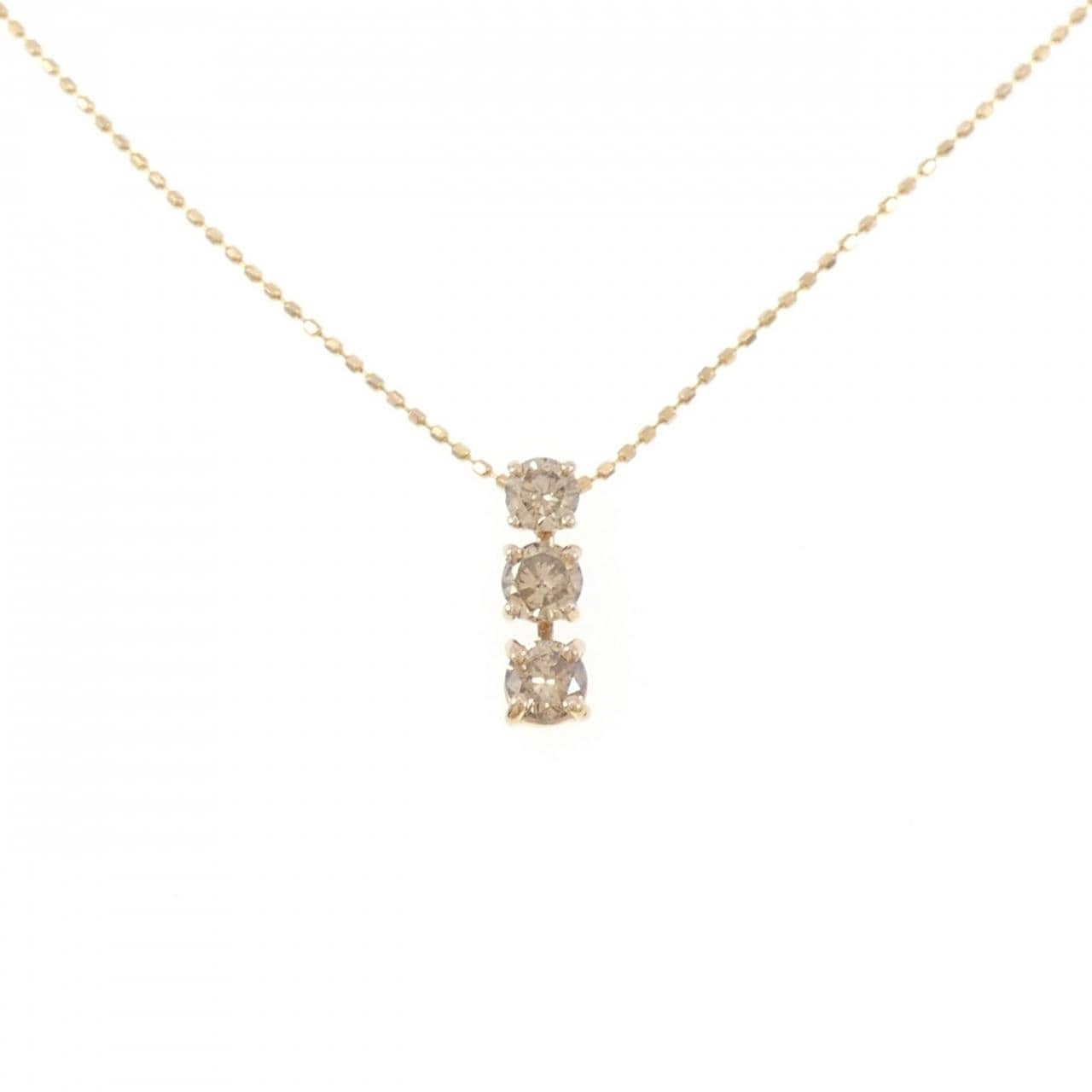 K18PG スリーストーン ダイヤモンド ネックレス 0.50CT
