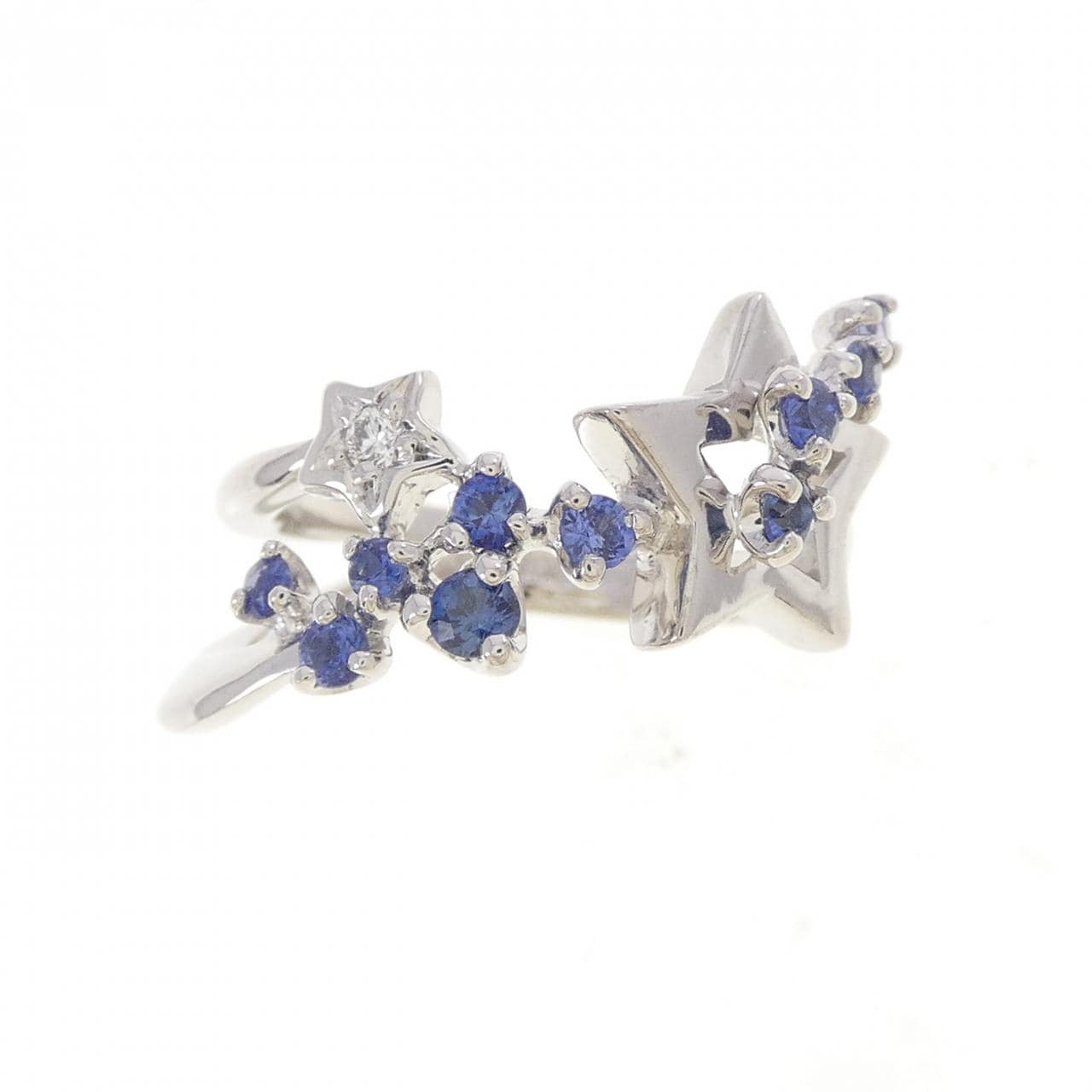 K18WG スター サファイヤ リング 0.24CT
