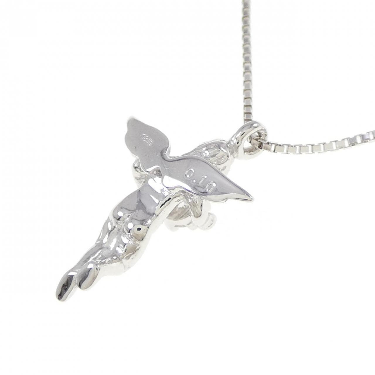 K18WG エンジェル ダイヤモンド ネックレス 0.10CT