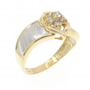 K18YG/PT900 フラワー ダイヤモンド リング 0.22CT