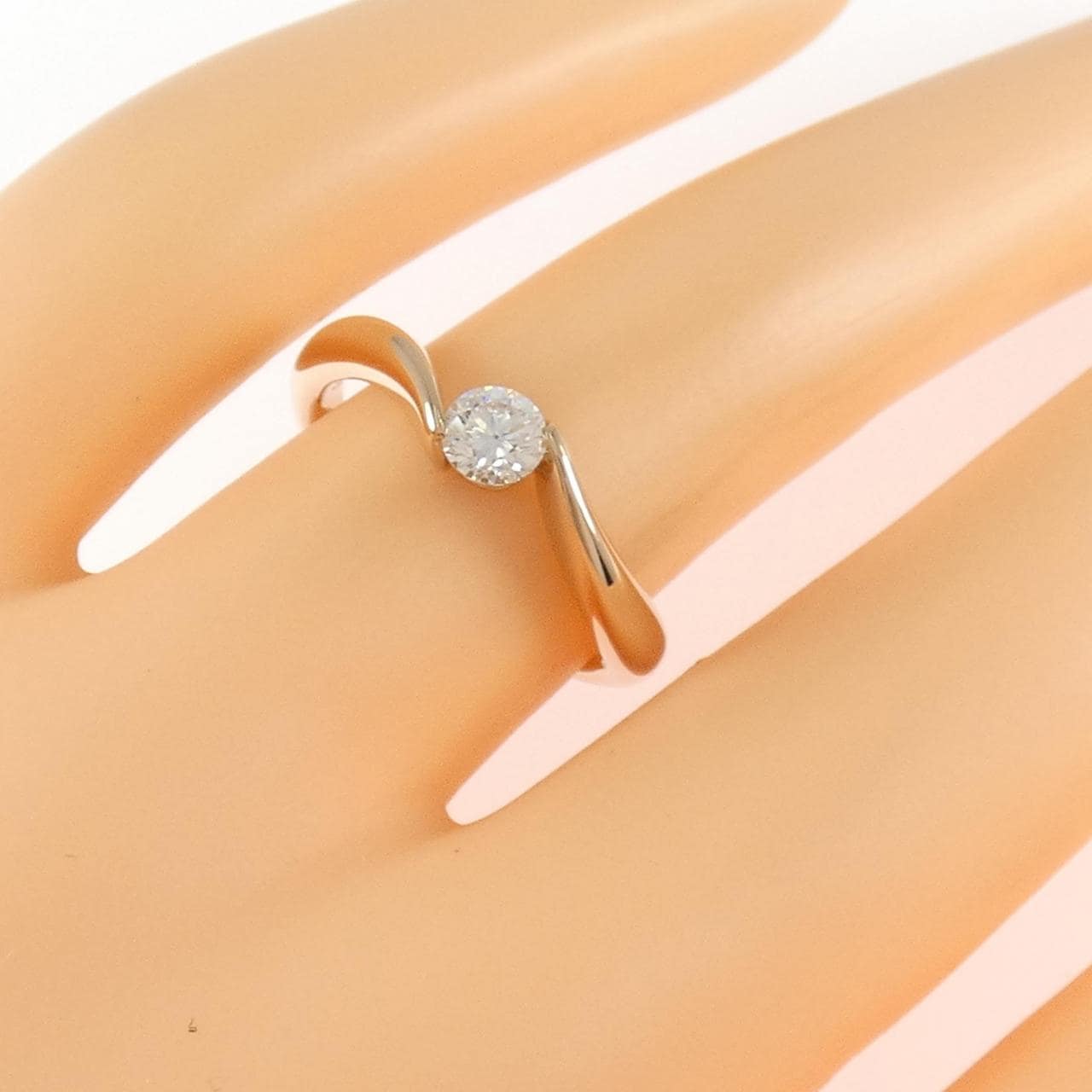 K18PG ソリティア ダイヤモンド リング 0.286CT