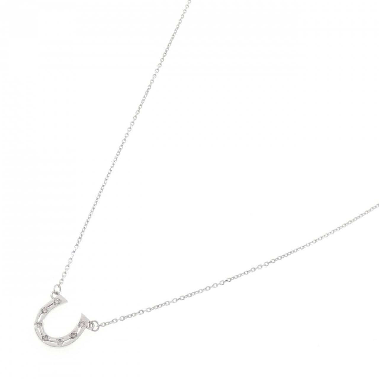 K10WG ホースシュー ダイヤモンド ネックレス 0.05CT