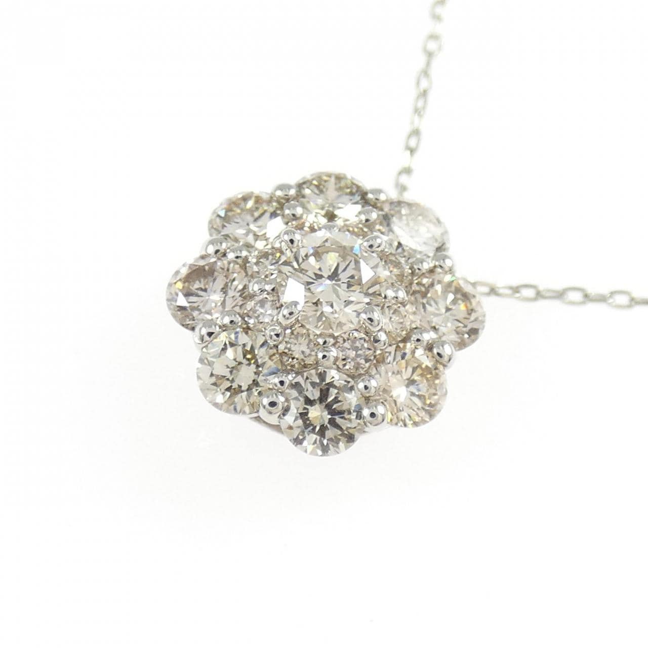 PT950 フラワー ダイヤモンド ネックレス 0.80CT