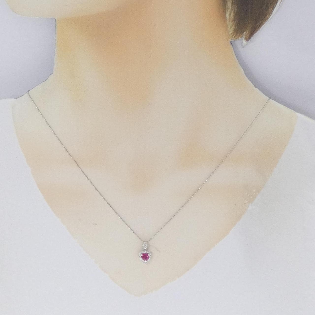K18WG Heart Ruby Necklace 0.41CT