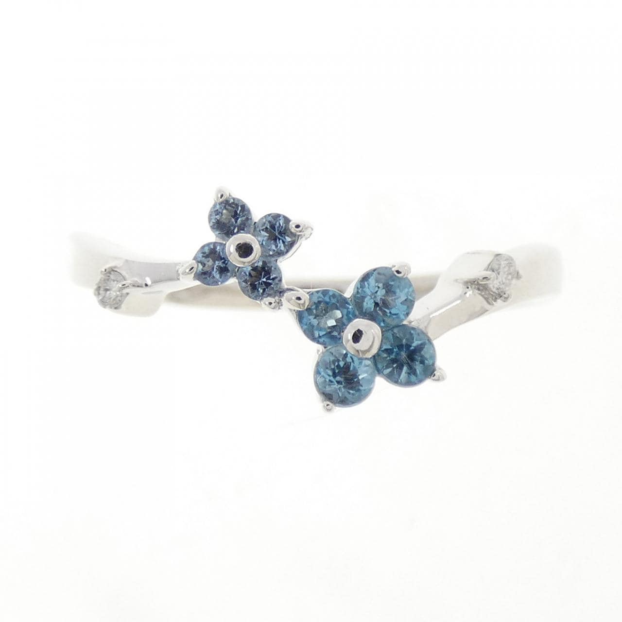 クミキョク フラワー アクアマリン リング