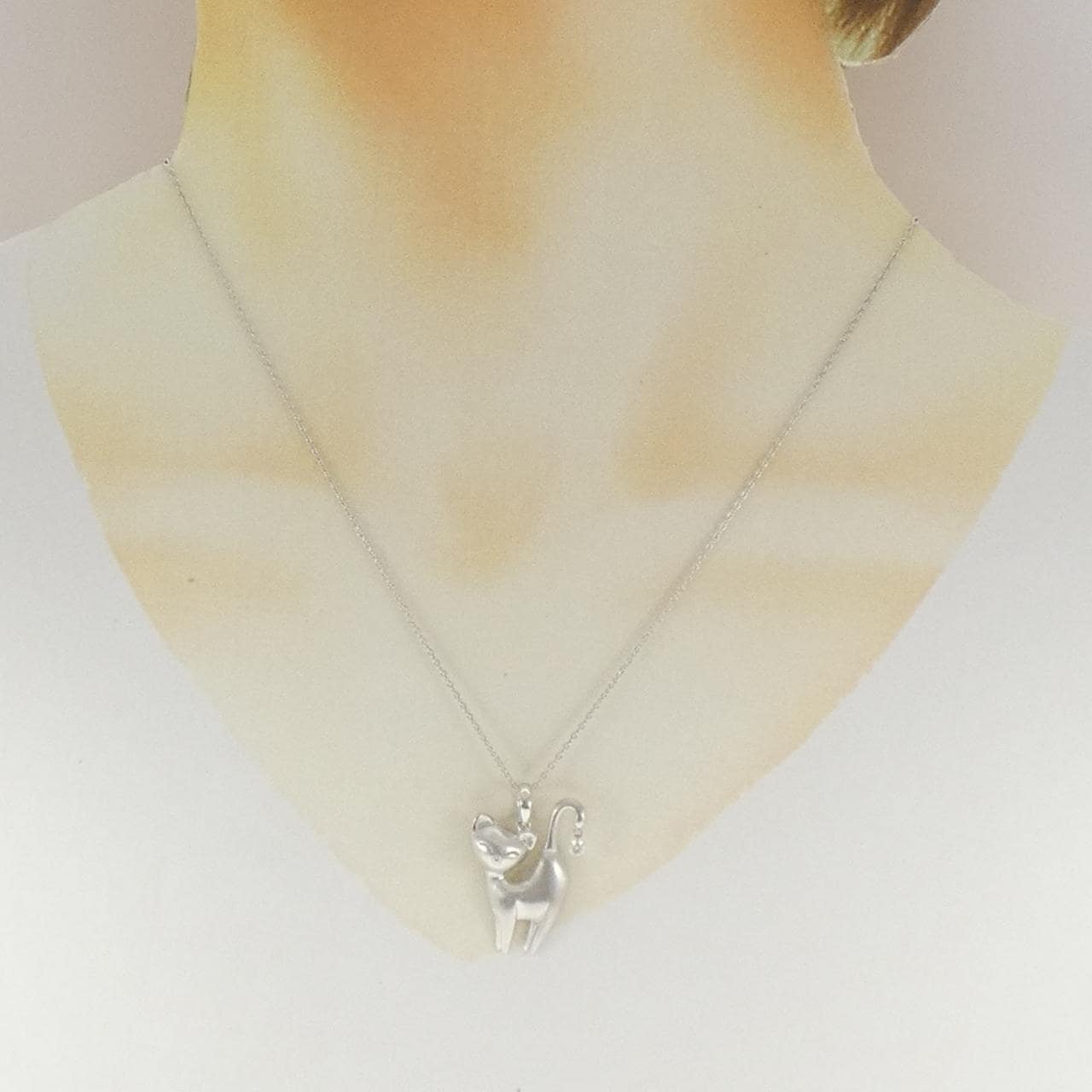 K18WG キャット ダイヤモンド ネックレス 0.06CT