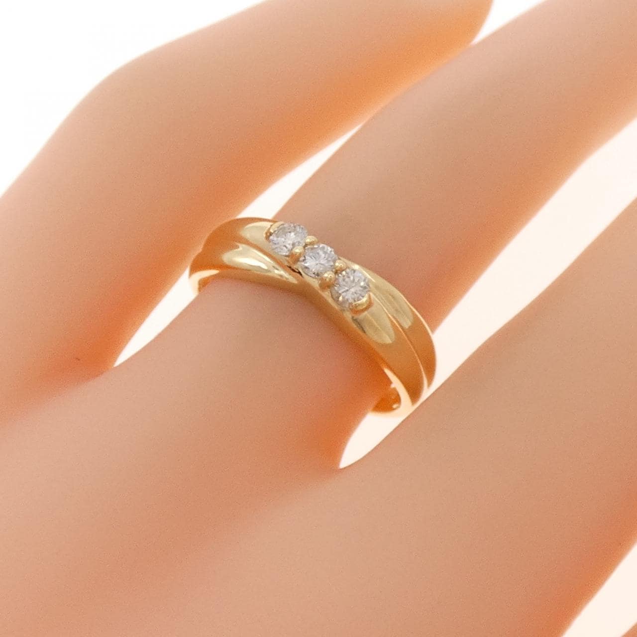 K18YG スリーストーン ダイヤモンド リング 0.20CT
