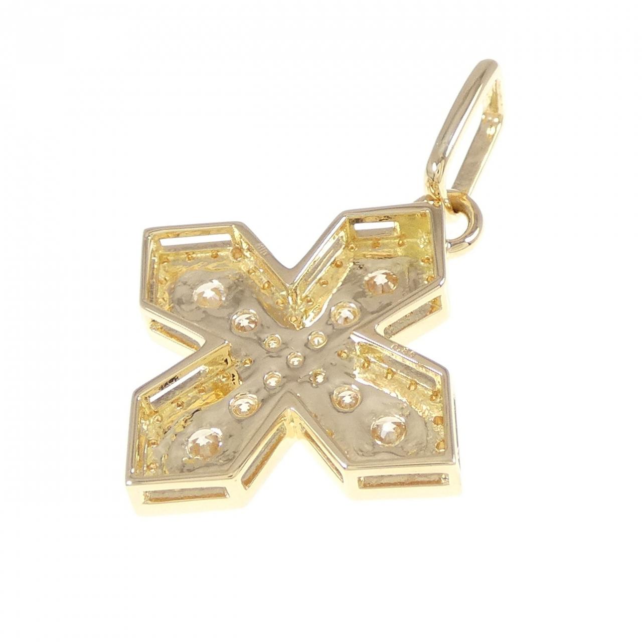 K18YG クロス ダイヤモンド ペンダント 0.85CT