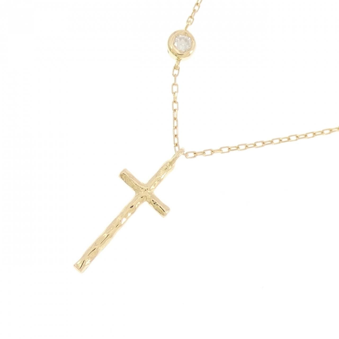 K18YG クロス ダイヤモンド ネックレス 0.03CT