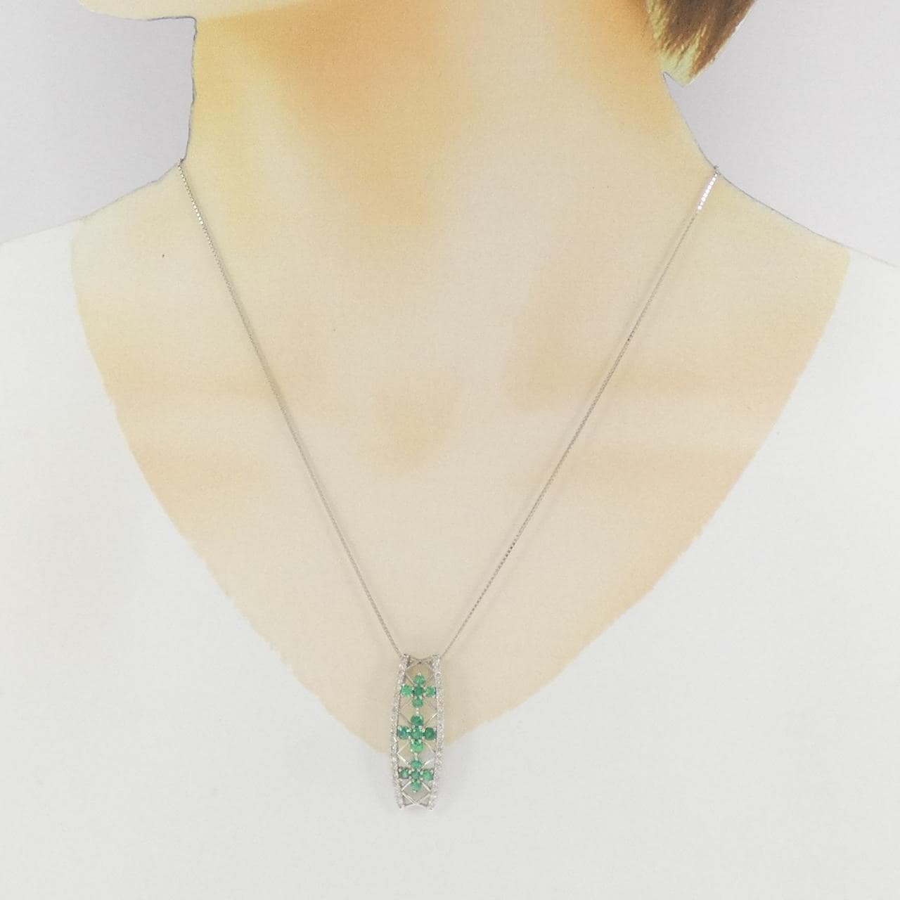 PT900/純PT綠寶石項鏈0.82CT