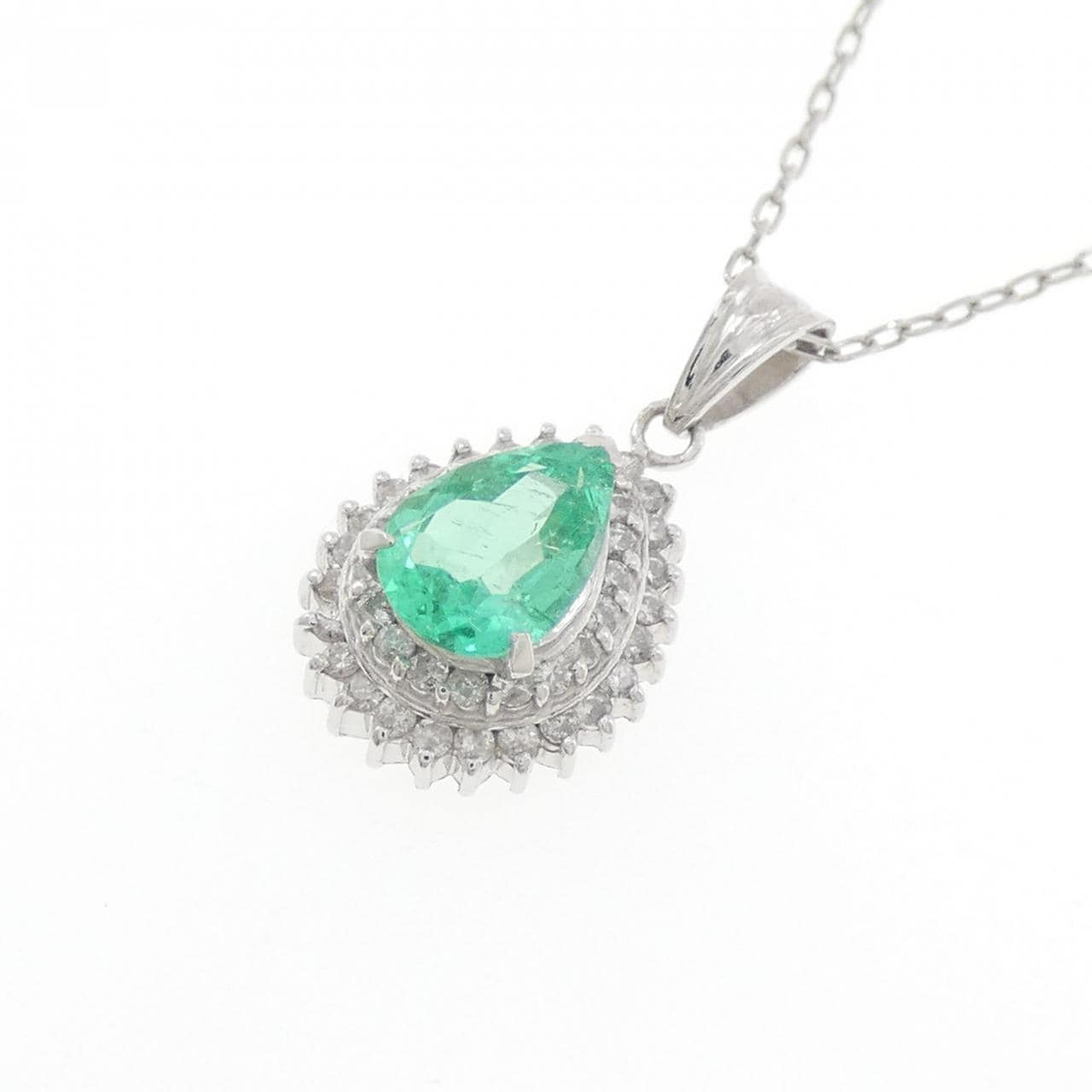 PT900/PT850 エメラルド ネックレス 0.74CT