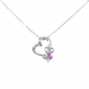 K10WG ハート サファイヤ ネックレス 0.06CT
