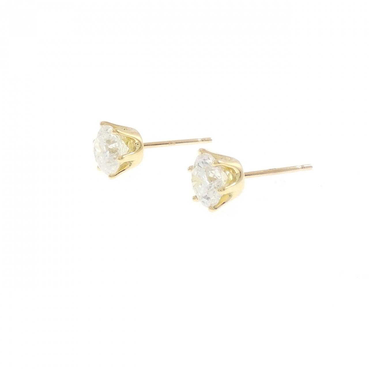K18YG ソリティア ダイヤモンド ピアス 1.27CT
