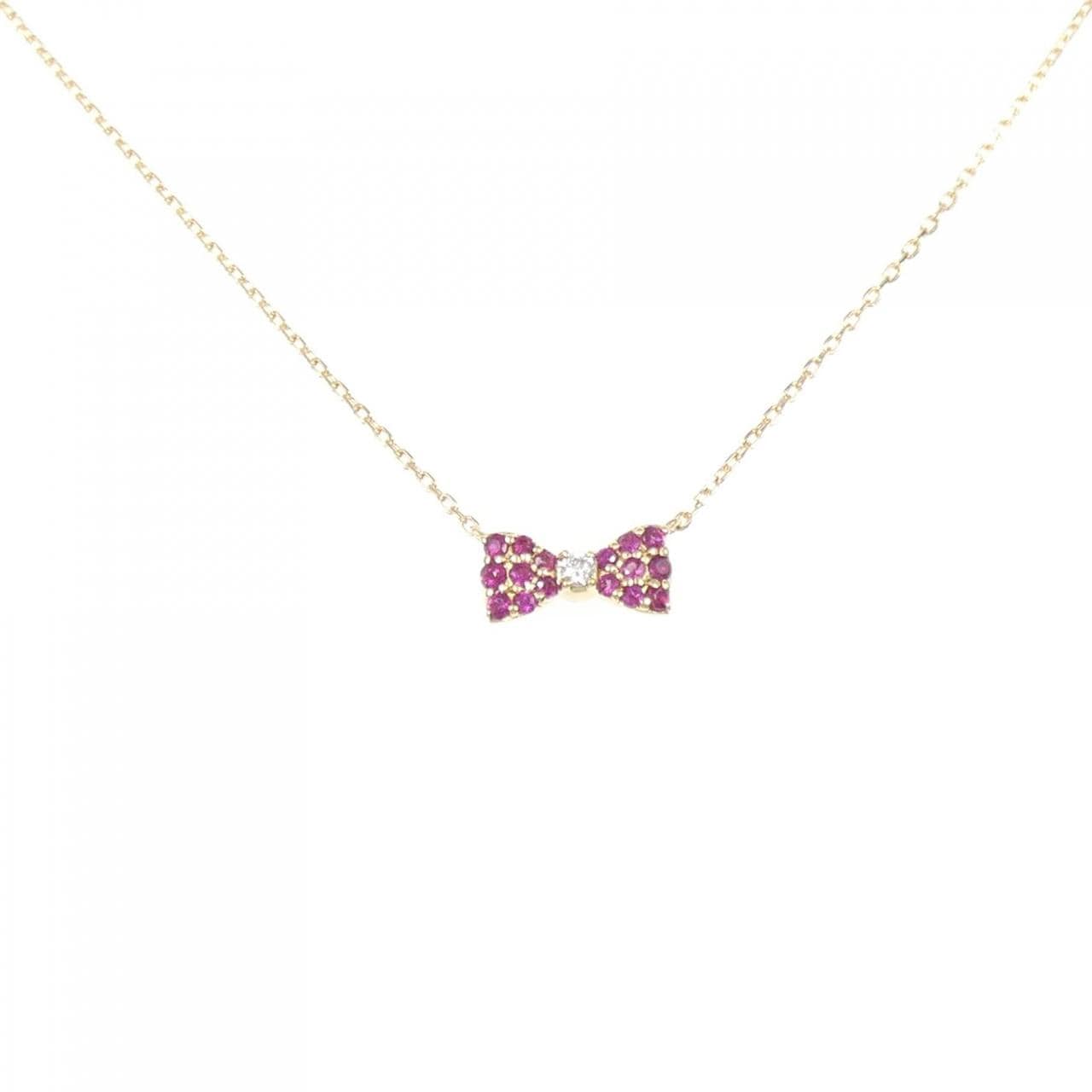 ポンテヴェキオ リボン ルビー ネックレス 0.10CT