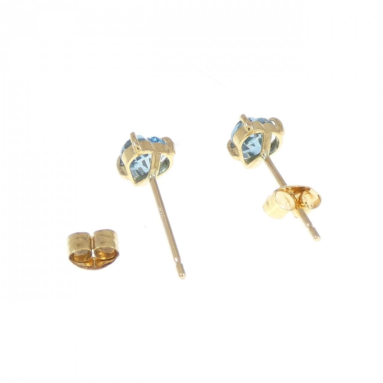 K18YG heart blue Topaz earrings