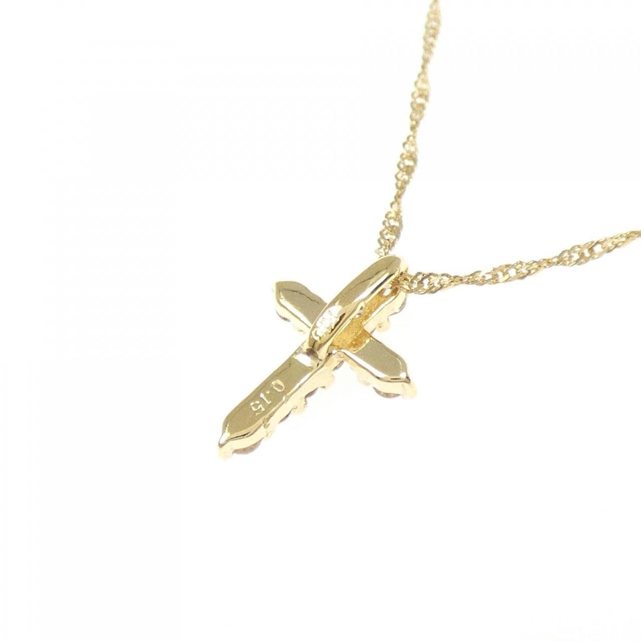 K18YG cross Diamond necklace 0.15CT