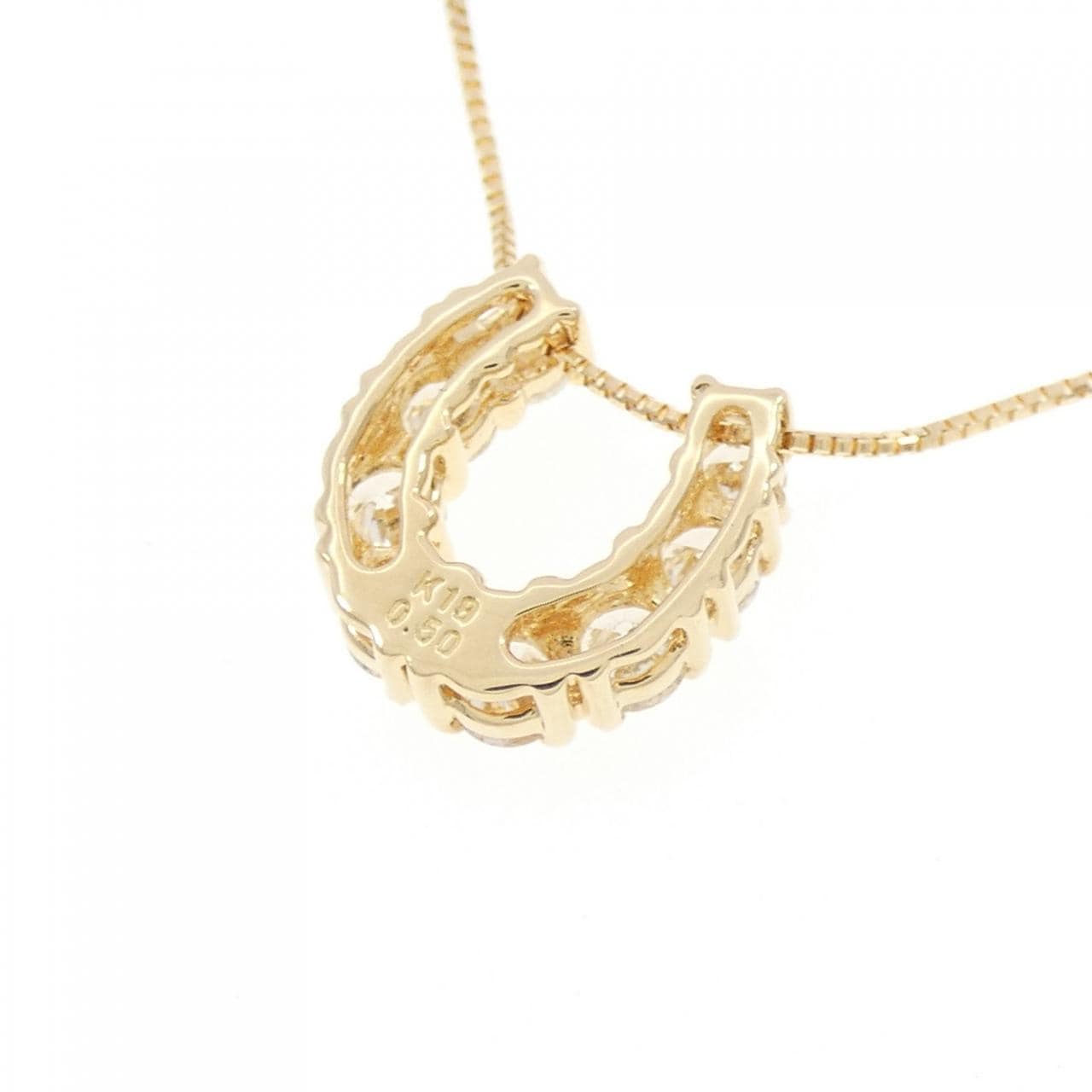 K18YG ホースシュー ダイヤモンド ネックレス 0.50CT
