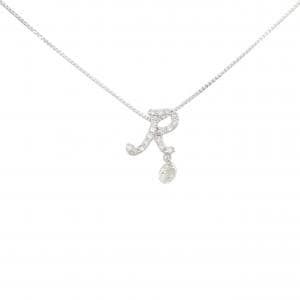 K18WG イニシャルR ダイヤモンド ネックレス 0.20CT