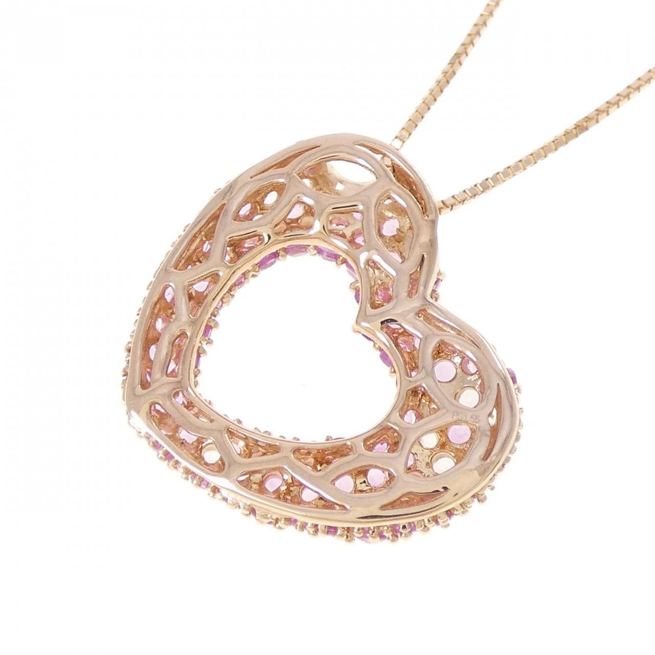 K18PG ハート サファイヤ ネックレス 1.55CT
