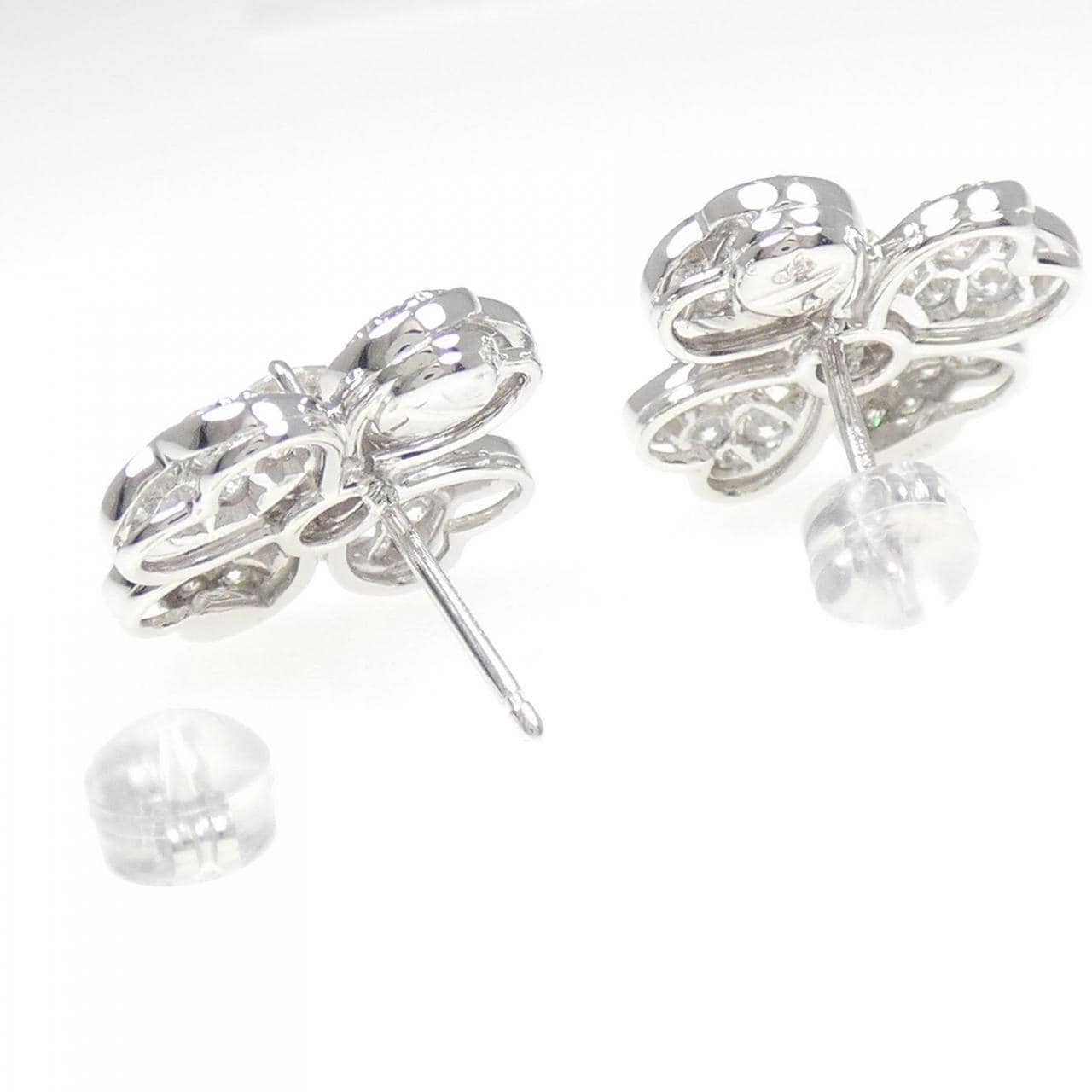 750WG/K18WG フラワー ダイヤモンド ピアス 2.92CT