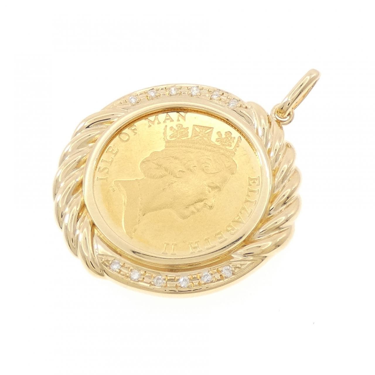 K18YG(枠) ダイヤモンド コイン ペンダント