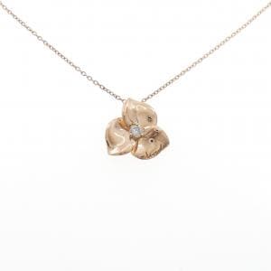750PG フラワー ダイヤモンド ネックレス 0.1CT
