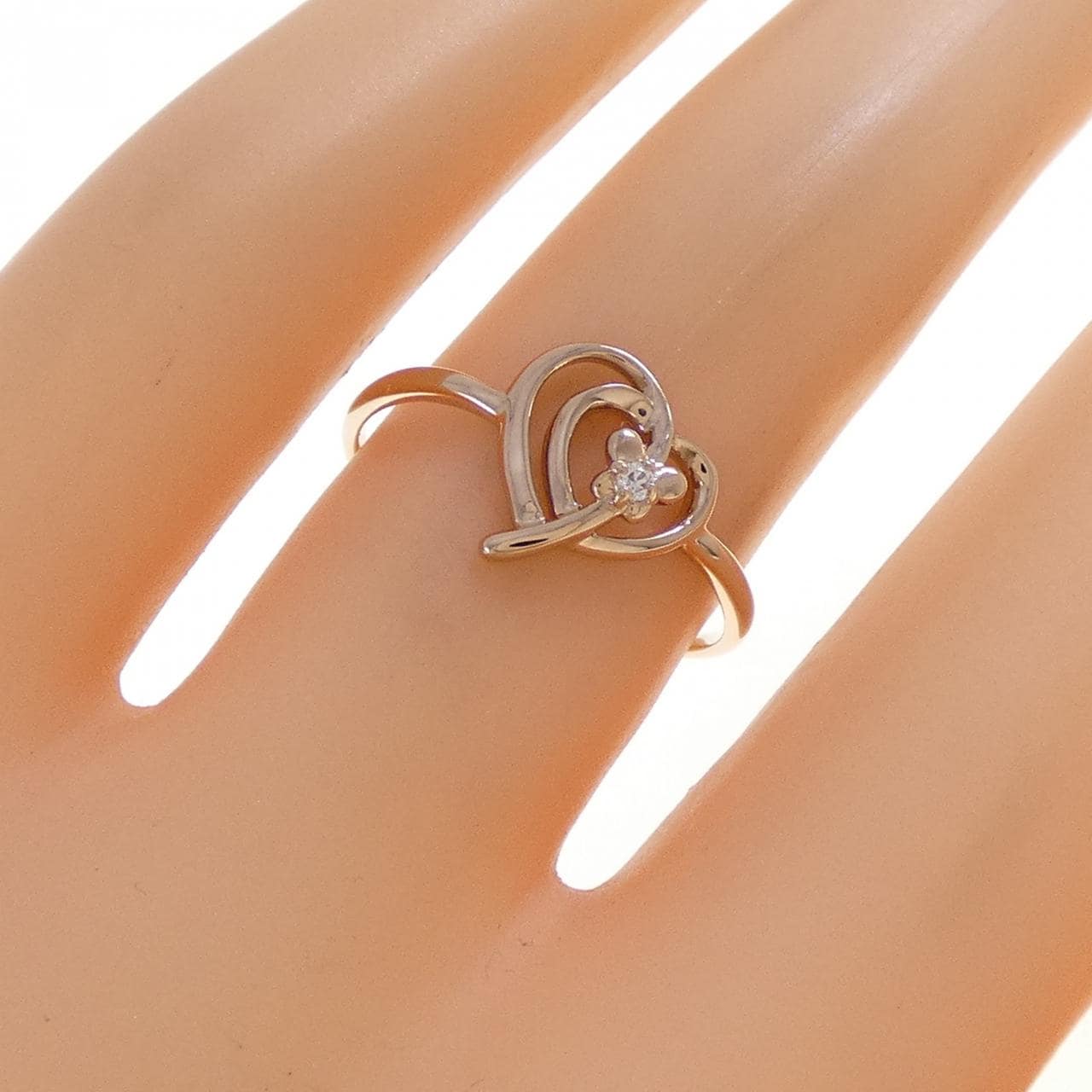 K18PG ハート ダイヤモンド リング 0.01CT