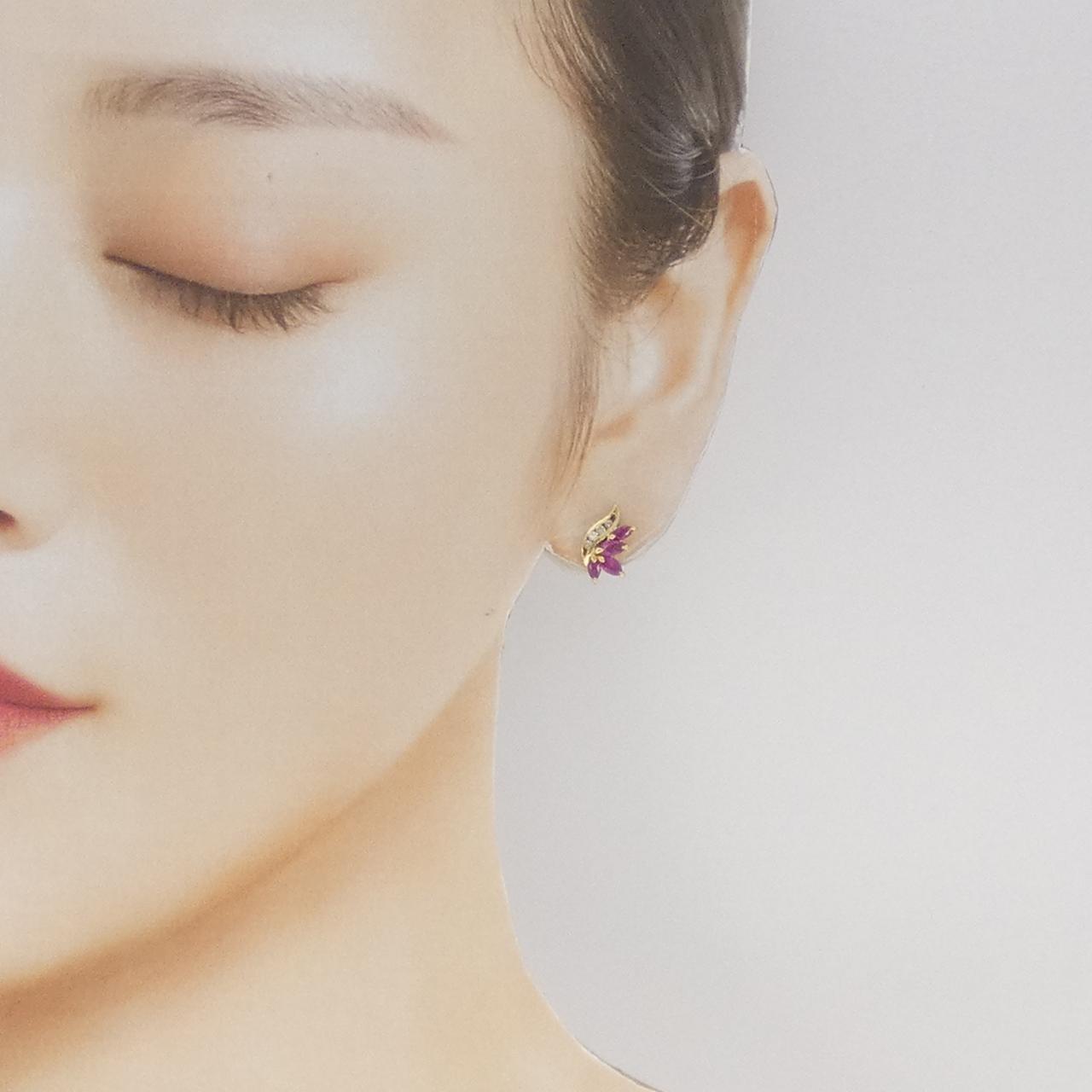 K18YG ルビー ピアス 0.90CT
