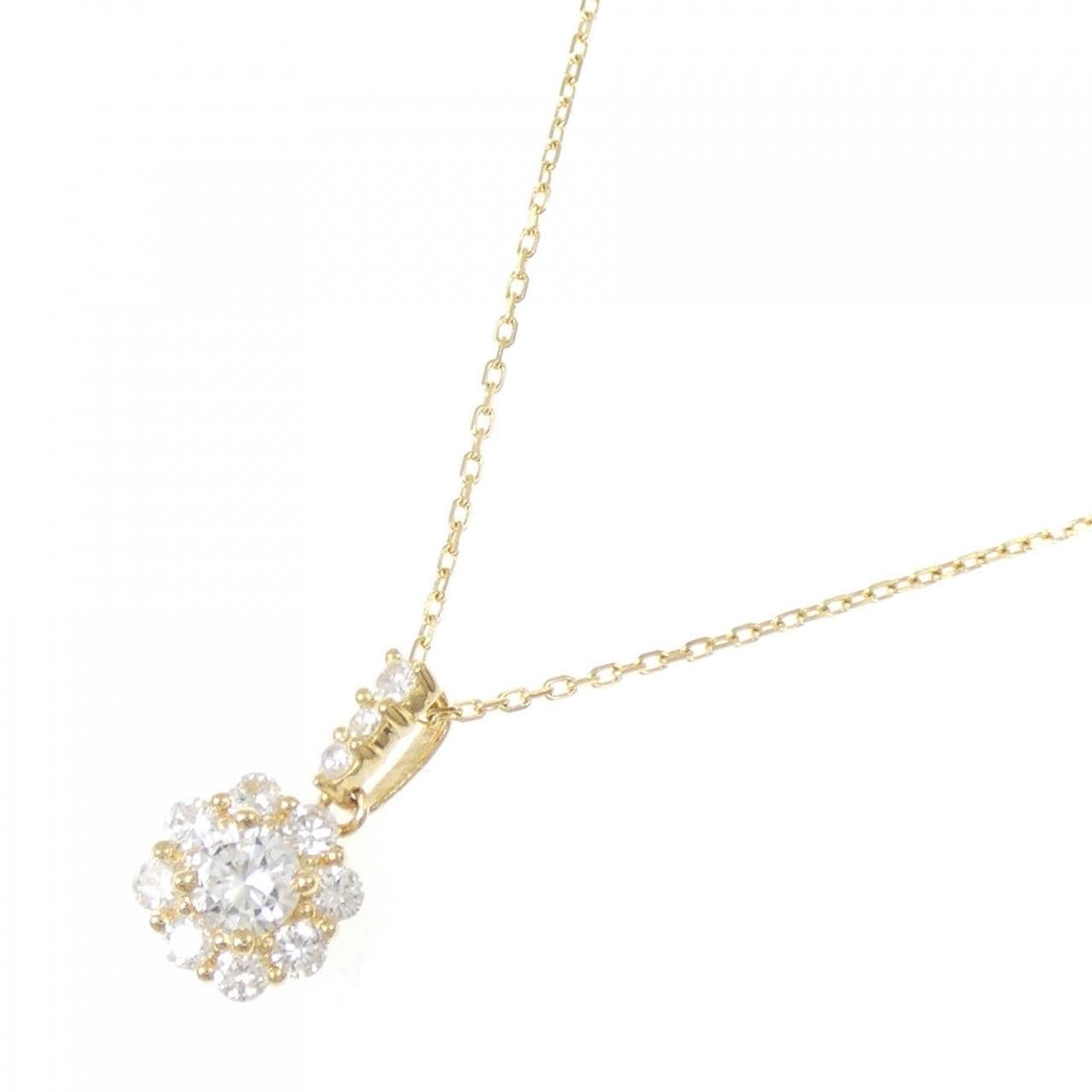 K18YG フラワー ダイヤモンド ネックレス 0.50CT