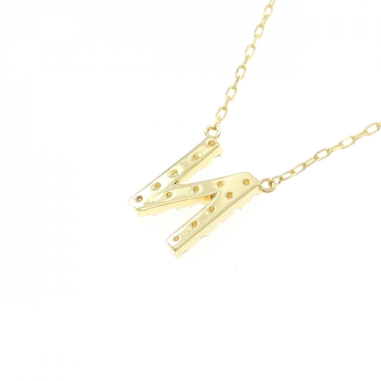 K18YG イニシャルN ダイヤモンド ネックレス 0.12CT