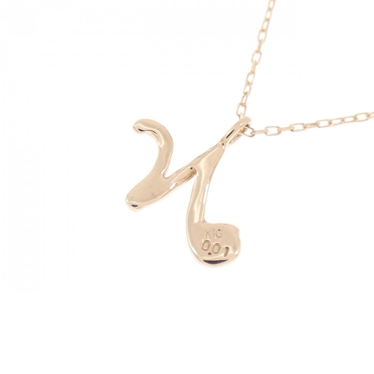 K10PG イニシャルN ダイヤモンド ネックレス 0.01CT