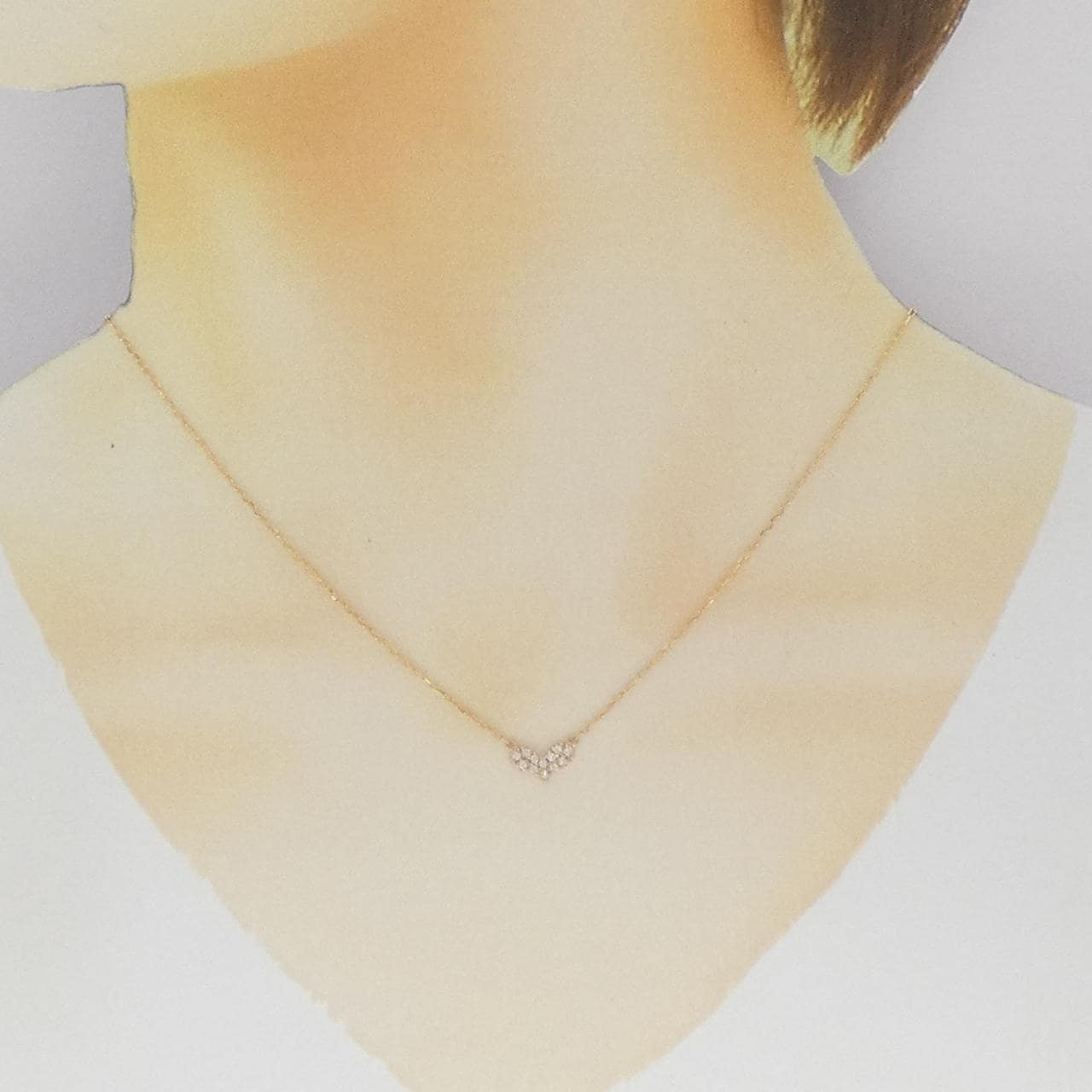 K18PG/K18YG ハート ダイヤモンド ネックレス 0.10CT