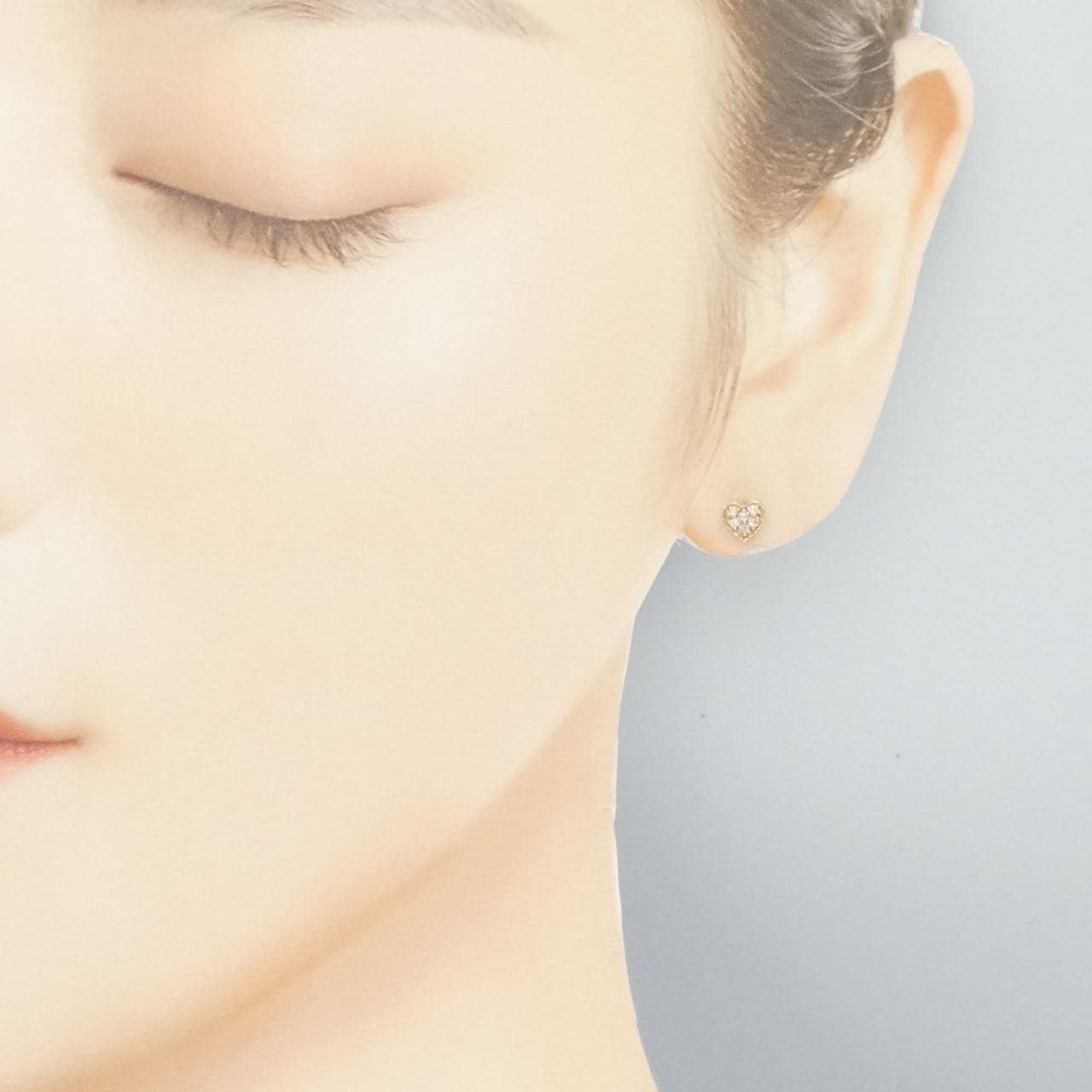 10KPG/K10PG ハート ダイヤモンド ピアス 0.06CT