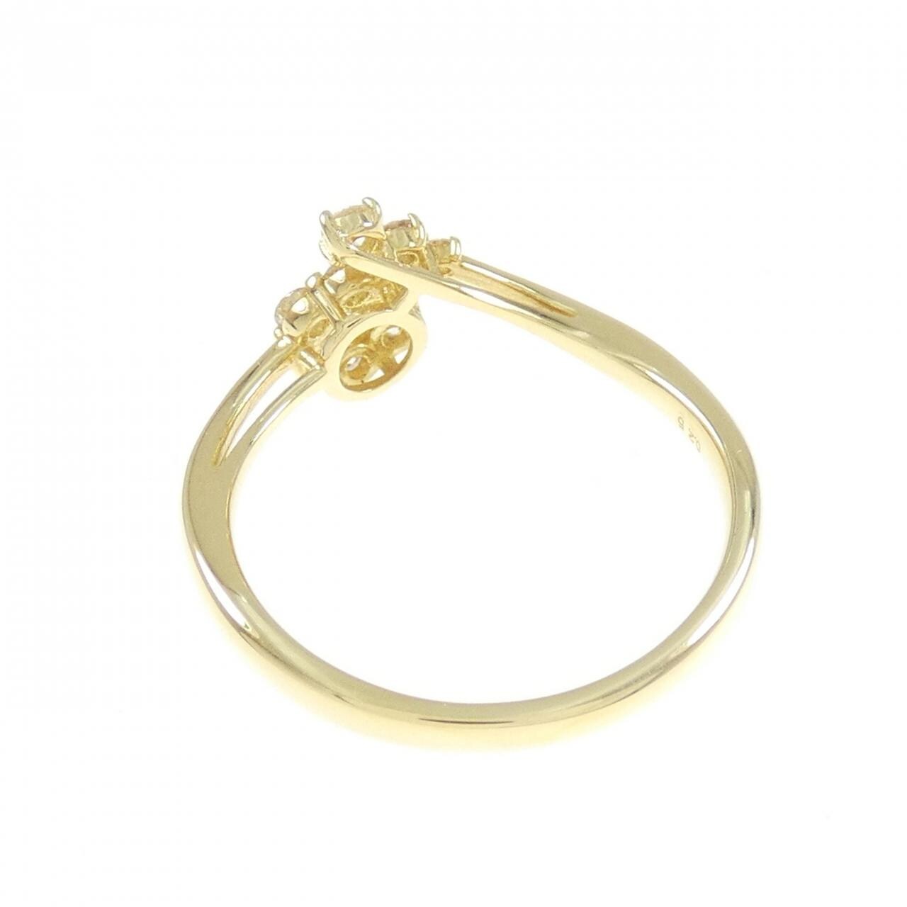 【新品】K18YG フラワー ダイヤモンド リング 0.25CT