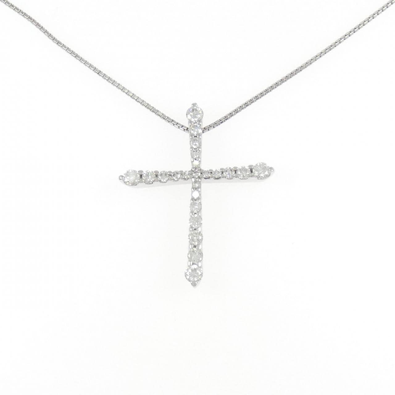 K18WG クロス ダイヤモンド ネックレス 1.02CT