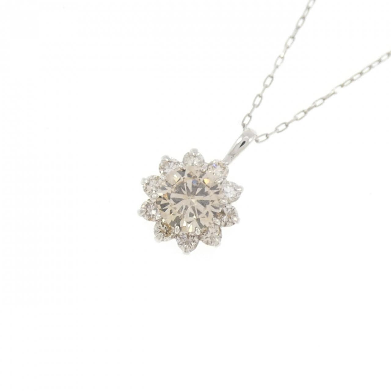 PT900/PT850 フラワー ダイヤモンド ネックレス 0.60CT