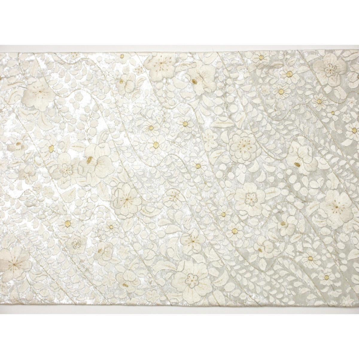 袋帯　引箔　刺繍加工