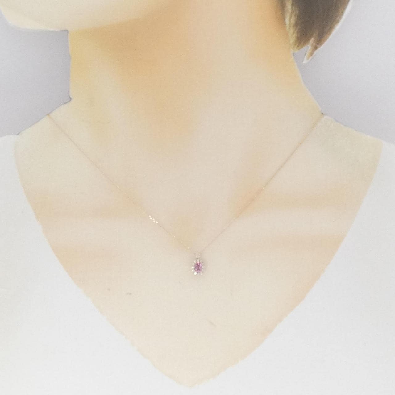 [BRAND NEW] K18PG Padparadscha Sapphire Necklace 0.348CT