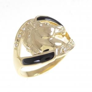 【新品】K18YG ホース オニキス リング