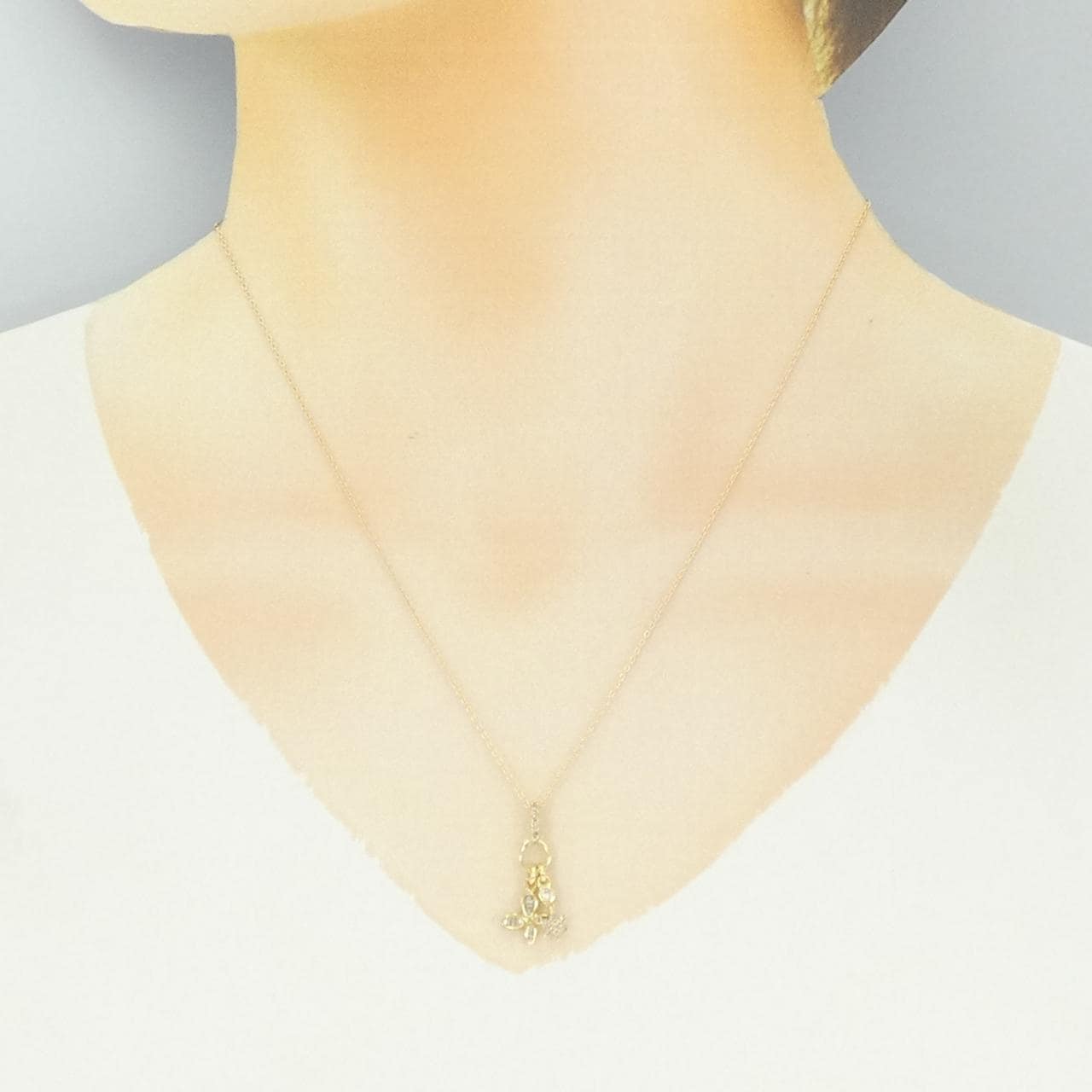 K18YG フラワー ダイヤモンド ネックレス 0.41CT